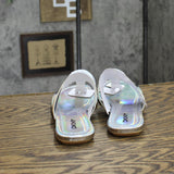 DKNY Women's Footwear Isha Flat Sandal K4169795 Silver Iridescent Halcott 8M