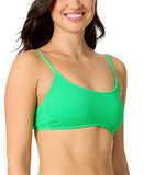 Salt + Cove Juniors Rib Scrunch Scoop-Neck Bikini Top Mint Tea Green L