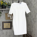 Tommy Hilfiger Womens Textured Knit Short Sleeve Ponte Dress White 8