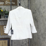 Adrianna Papell Bell-Sleeve Crepe Blazer Pullover Tuxedo Top White 8