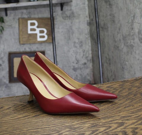 Michael Michael Kors Womens Luna Mid Pumps Heels 40F4LUMP3L Deep Red 8M