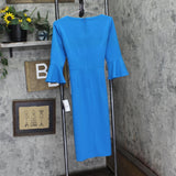 Adrianna Papell Womens Bell Sleeve Tie Front Dress Deep Cerulean Blue 6
