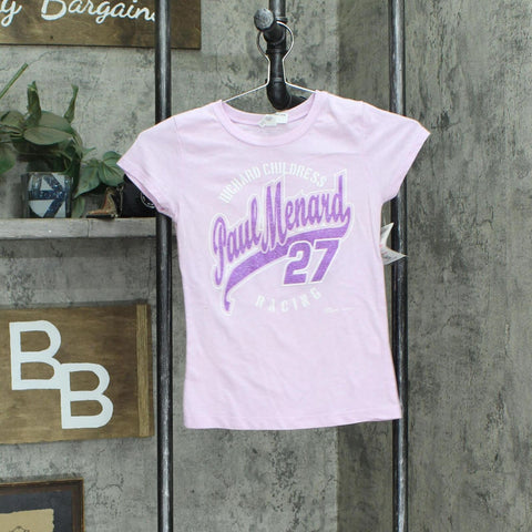 Next Level Kids Girls Glitter Paul Menard Nascar 27 Graphic T-Shirt Tee