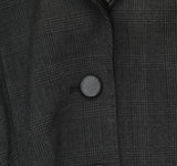 Avec Les Filles Elbow Pad Plaid Buckle Cropped Blazer Jacket Charcoal Black 14