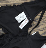 Salt + Cove Womens Juniors Ruffle-Trim Bralette Bikini Top SC24052BT Black M