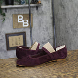 Marc Fisher Dress Flats with Square Toe and Ankle Strap Red Suede Purple 8M