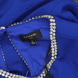 Tahari ASL Womens Rhinestone Trim Shift Dress DAM625-T4 Cobalt Blue 14