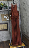Taylor Womens Halter Belted Pleated Chiffon Midi Dress 4035M Spice Brown 8