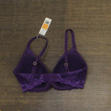 Natori Womens Feathers Lace Contour Underwire Plunge Bra Allium Purple 34DD