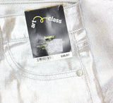 Art Class Girls High-Rise Baggy Metallic Wide Leg Denim Pant Silver Gray 14