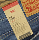 Levi's 726 High Rise Flare Womens Jeans Button Fly Take a Walk Blue 22W
