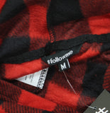 #followme Hooded Onepiece Pajama with Zip and Pockets Buffalo Plaid Red Black M