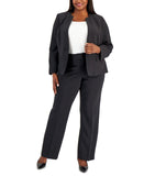 Le Suit Womens Plus Size Single-Button Blazer Slim-Fit Suit Pantsuit Black` 20W