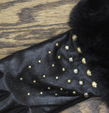 INC International Concepts Womens Studded Faux Fur Cuff Gloves IN2542504 Black M
