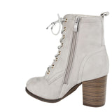 Journee Collection Lace Up Block Heel Faux Suede Combat Boots BAYLOR Gray 9M