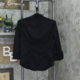 Express Womens Stretch 3/4 Sleeve Button Up Shirt 166a083c35b64a Black 7/8