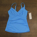 Anne Cole Surplice Twist Front Underwire Tankini Swim Top Arctic Blue 32DD / 34D