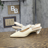 A New Day Pearl Slingback Heels with Pointed Toe 92611221 Ivory Off White 6M