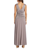 R&m Richards Women's Glitter Knit Chiffon Evening Gown 3629