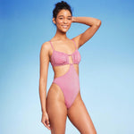 Wild Fable Womens Cut Out One Piece Swimsuit 87763489 Pink Lurex M