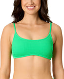 Salt + Cove Rib Scrunch Scoop-Neck Bralette Bikini Top Mint Tea Green S