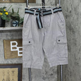 Iron Co. Mens Cargo Khaki Messenger Shorts with Belt L434777