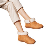 Rockdove Womens Plush Faux Fur Collar Bootie Slippers 68238f63aa91b Brown 6M