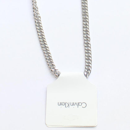 Calvin Klein Cuban Curb Chain Link Necklace Silver Gray