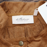 LaBellum by Hillary Scott Womens Peplum Corduroy Jacket with Trim Cognac Brown M