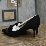 Journee Collection Mica Faux Suede Pointed Toe Ruffle Skinny Heels Black 6M