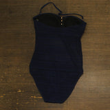 Lauren By Ralph Lauren Crochet Strapless One Piece Swimsuit Bright Indigo Blue 6
