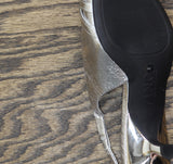 INC International Concepts Slingback Pumps Kitten Heel Silver Crinkle Gray 8M