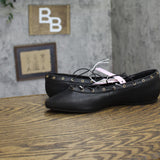 Wild Fable Lace-Up D-Toe Slip-On Ballet Flats with Rivet Trim 94646980 Black 9M