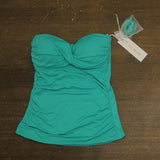 Anne Cole Womens Standard Twist Front Bandeaukini Swim Top Teal Blue S