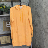 White Mark Hoodie Kangaroo Pocket V Neck Knit Sweatshirt Dress Orange L