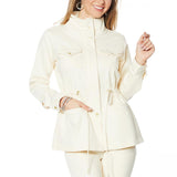 Dg2 Womens Knit Twill Cargo Jacket 704068 Cream Off White M