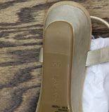Style & Co. T Strap Elastic Wedge Sandals Platinum Gray / Tan Brown 6.5M