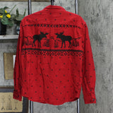 Chaps Mens Flannel Button Up Shirt Jacket Red / Black See Measurements