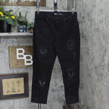 Dg2 Womens Classic Stretch Embellished Destructed Skinny Jean 703313 Black 10P