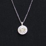 Crystal Halo Medallion Pendant Necklace Silver Gray / Clear 18" + 2"