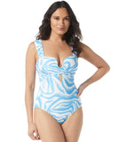 Coco Rave Desert Trail Bra-Sized Plunge One-Piece Swimsuit Surf Blue 14 / 38D