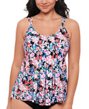Swim Solutions Pleated Tankini Swim Top 806836 Black Multi 14