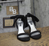 Nine West Womens Kelsie2 Heeled Sandal WNKELSIE2 Black Suede 9M