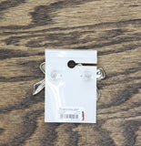 Francesca"s Ribbed Bow Stud Earrings Silver Gray 1.25"