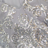 R&m Richards Womens Sequin Evening Dress Gown 99399 Silver Gray 10