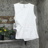 DKNY Womens Poplin Ruched Side-Twist Sleeveless Blouse Top UD5T0052 White M