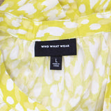 Who What Wear Woven Unlined Balloon Sleeve Blouse Shirt Yellow Green Multi L