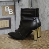 A New Day Womens Sienna Low Shaft Heeled Boots 94637414 Black / Gold 7M