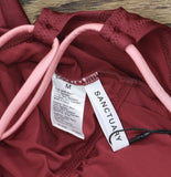Sanctuary Womens Layered Plunging One-Piece Swimsuit Garnet Red / Pink M