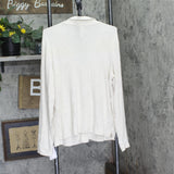 Auden Cozy Ribbed Notch Collar Long Sleeve Shirt Pajama Oatmeal Off White L